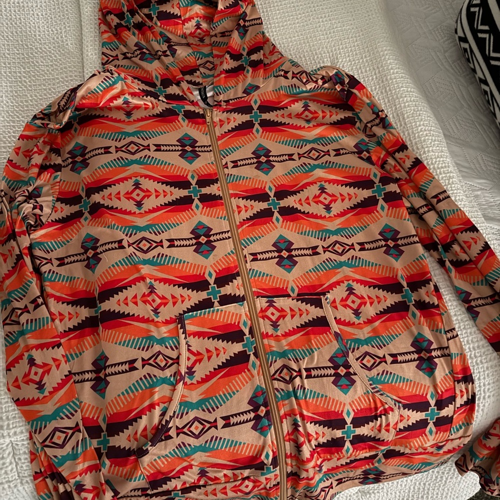 Tribal Print Hooded Jacket